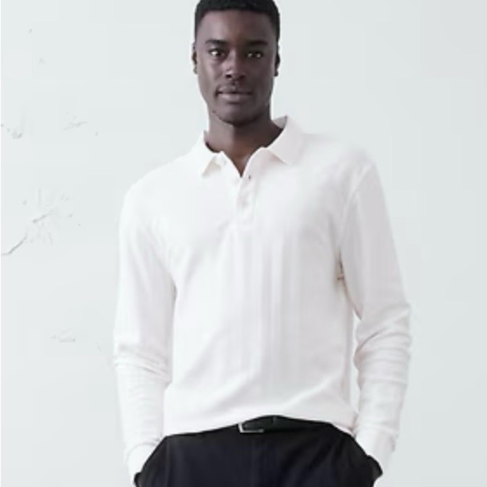 Banana Republic Men’s Long-Sleeve Polo Shirt in cream — Men's Classic Knit